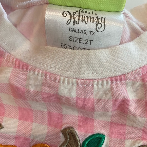 Classic Whimsy Pink and White Checkered Pumpkin PJ PRESLEY 2T - Picture 3 of 4